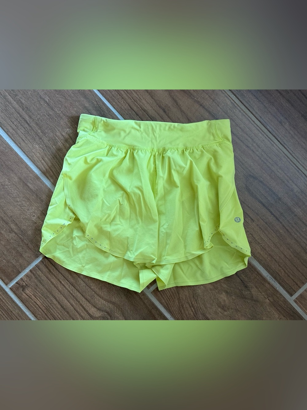 lululemon athletica Neon Yellow Skorted Running Shorts
